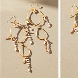 Anthropologie Pearl Embelished Double Hoop Earrings - never worn